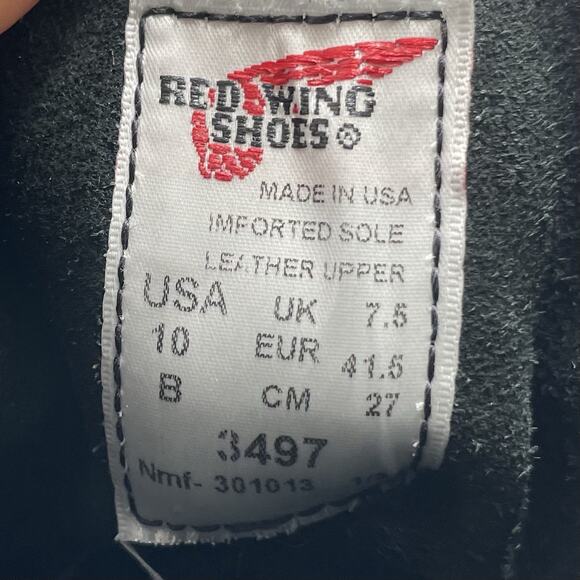 Red Wing Shoes Porter Moc 6" Lace Up Boots Womens Size 10 Black Leather 3497 - Picture 9 of 11